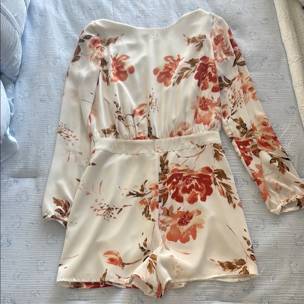 ALI & JAY Cream Romper with Rust Floral Print